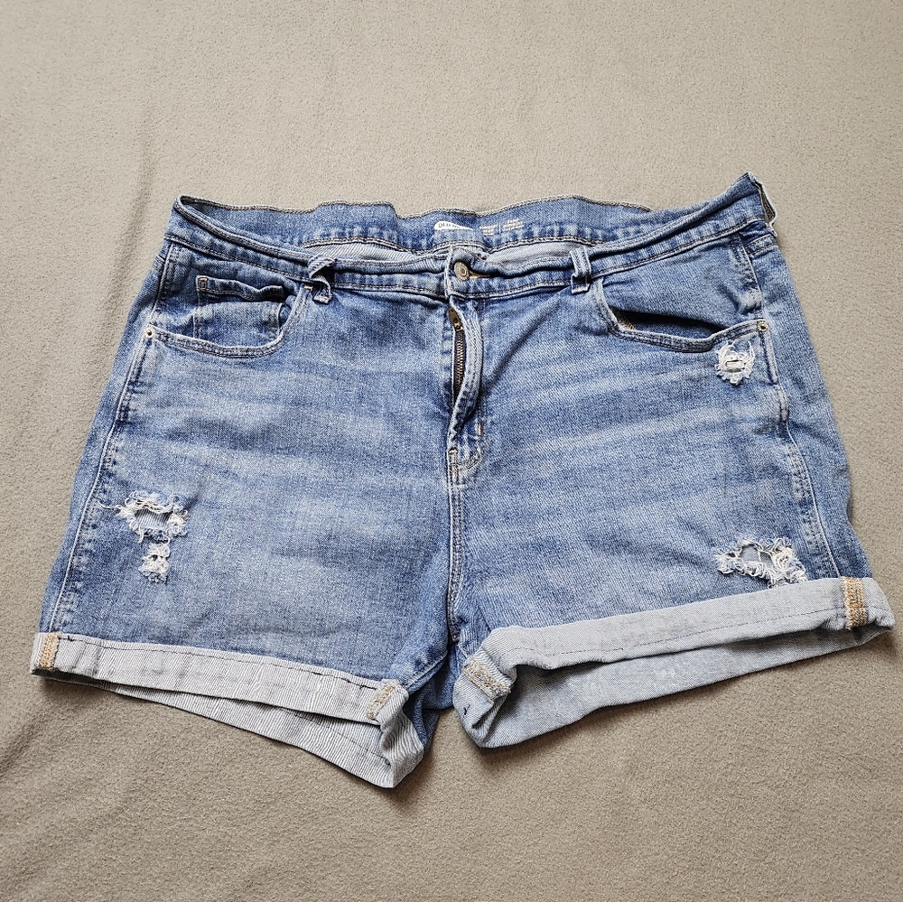 Boyfriend Jean Shorts Old Navy Denim  Distressed Summer Sz 18 Mid Rise